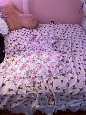 Blu Pepper White Dress with Pink Floral Print